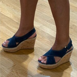 Franco Sarto Navy Cork Wedges